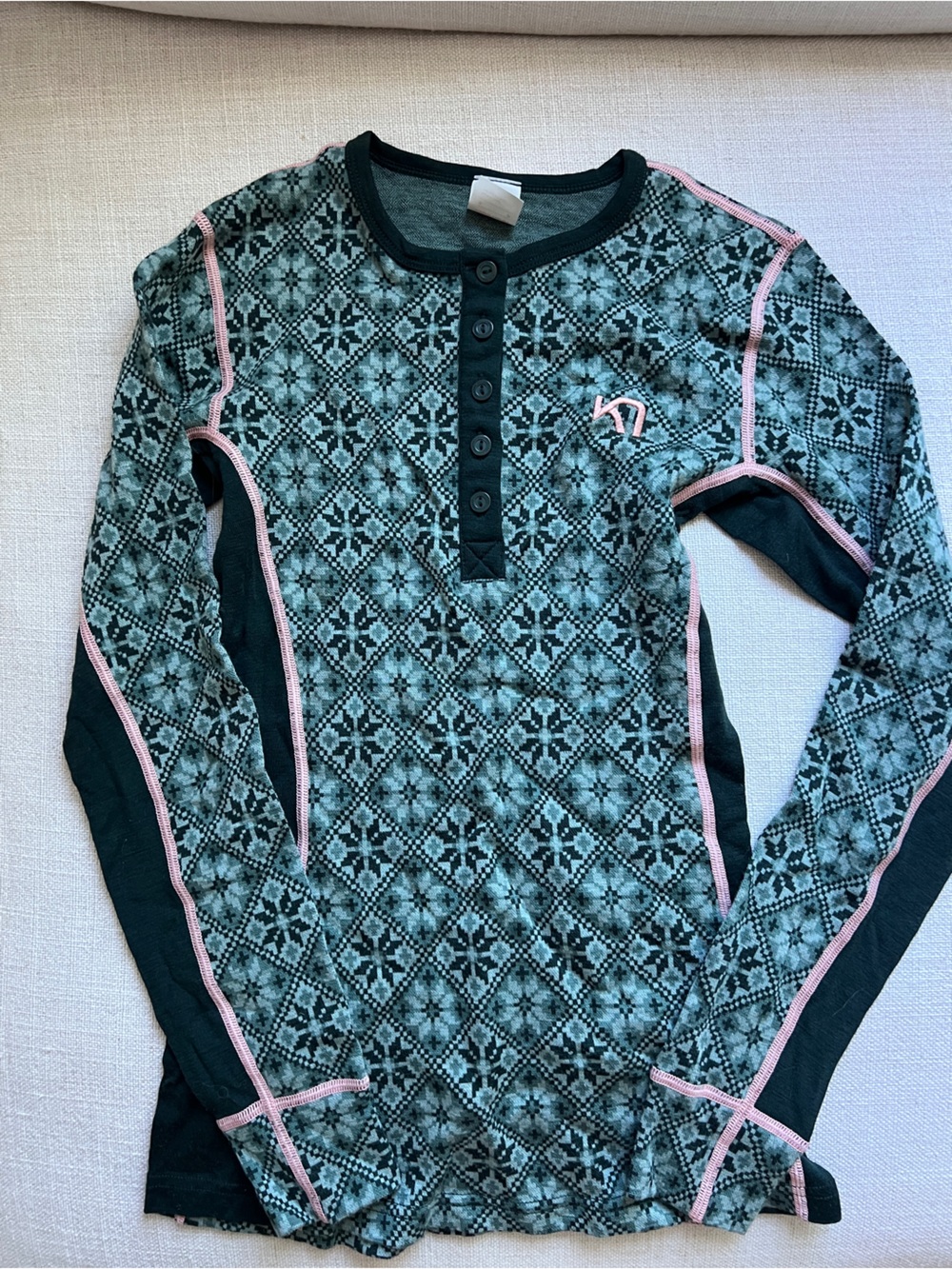 Rose Long Sleeve Baselayer top  100% Merino Wool - Murk Green